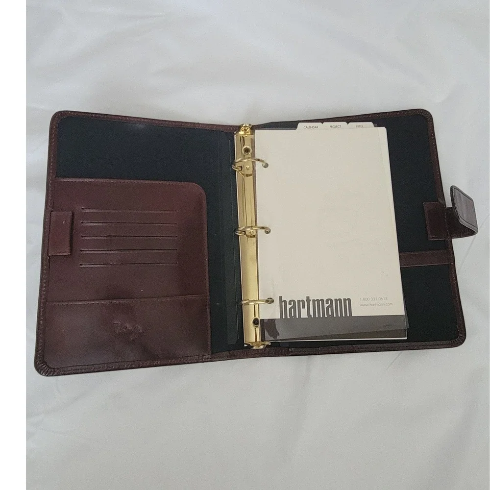 Scully Genuine Leather 3 Ring Planner Binder Mahogany Brown Organizer Snap Close